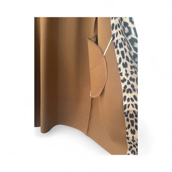 Zara Women's Open Front Leopard Print Notched Lapel Jacket Coat Tan Brown Medium - Picture 4 of 6